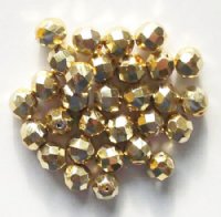 25 8mm Faceted Metallic Gold Beads